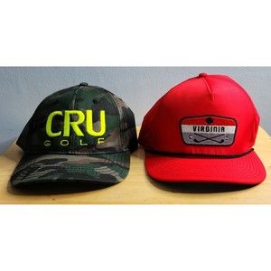 Otto CRU and Pukka Virginia Golf Lot of 2 Snap Back Adjustable Hats Caps NEW